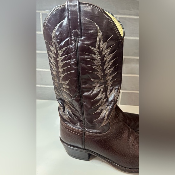 Vintage Dan Post Leather Brown Cowboy Boots Size 10D - Picture 9 of 16